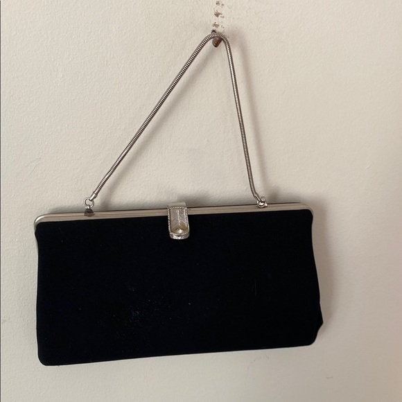 Elegant Black Clutch with Silver Accents - Picture 1 of 6